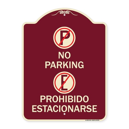 Signmission No Parking Prohibido Estacionarse W/ Heavy-Gauge Aluminum Sign, 24" x 18", BU-1824-23595 A-DES-BU-1824-23595